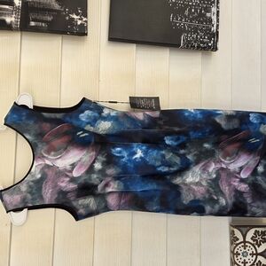 White House Black Market Blue Pink Sheath Midi Dress